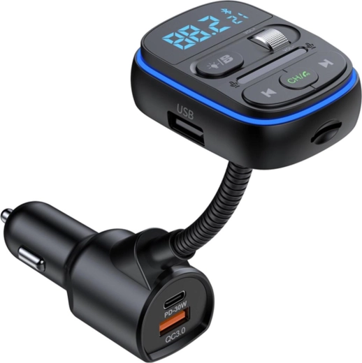 Transmisor FM Bluetooth Sencor para automóvil con carga rápida PD y QC 3.0