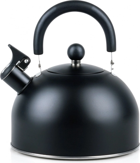 Tetera negra de acero inoxidable con silbato 3 l