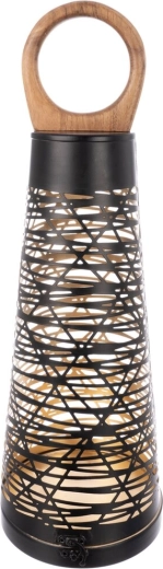 Candelabro Cone de metal y madera, negro y dorado, 55 cm