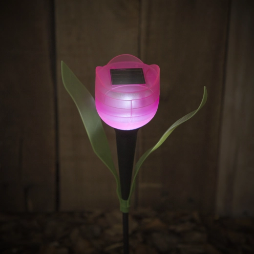 Lámpara solar LED de jardín con forma de tulipán - 1 unidad