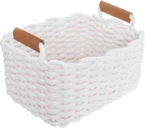 Cesta de almacenamiento de algodón Orion SKANDI blanca 30 × 23 × 20,5 cm