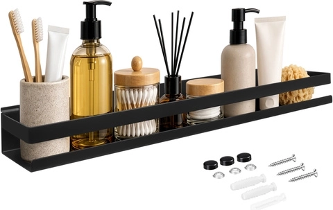 Estante de pared para baño Zortiva negro 50 cm