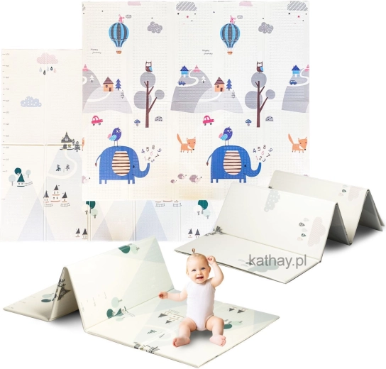 Alfombra educativa de espuma plegable de doble cara para niños 180 × 200 cm – elefantito