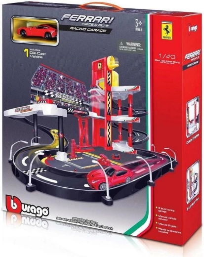 Garaje Bburago Ferrari Race+Play con pista de carreras y coche 1:43