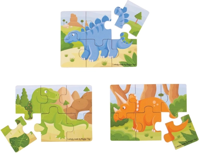 Puzle de madera 3 en 1 dinosaurios BIGJIGS TOYS