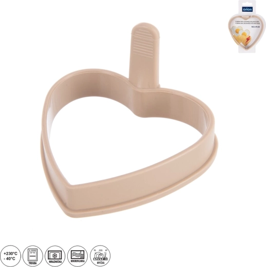 Molde de silicona para tortitas y huevos con forma de corazón 9,5 × 9 cm beige