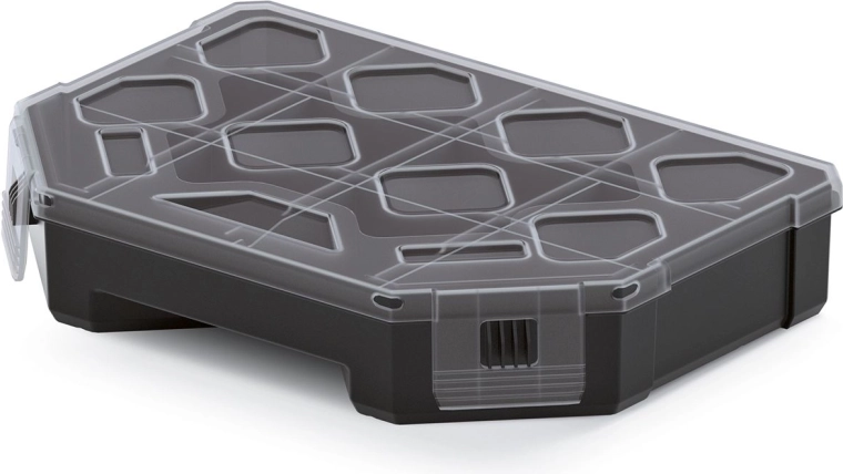 Organizador TAGER 195 × 142 × 40 mm, negro con tapa transparente