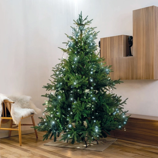Árbol navideño LED de 1,9 m con 120 LED, blanco frío, IP44