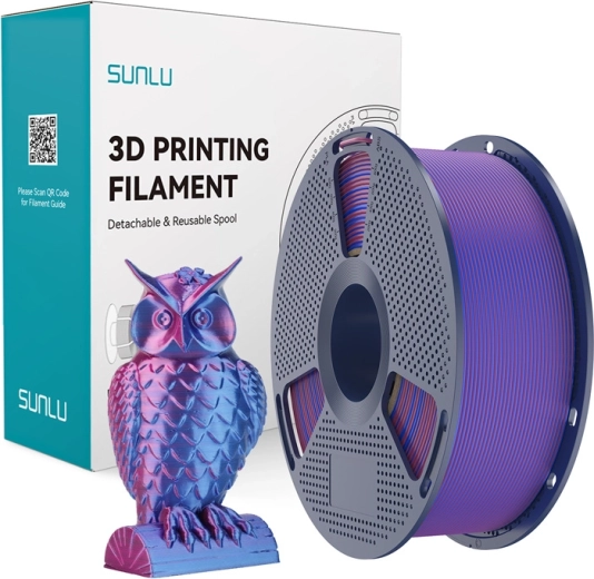 Filamento bicolor Sunlu PLA+ Silk rojo-azul