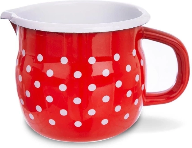 Taza esmaltada con pico vertedor roja con lunares 800 ml