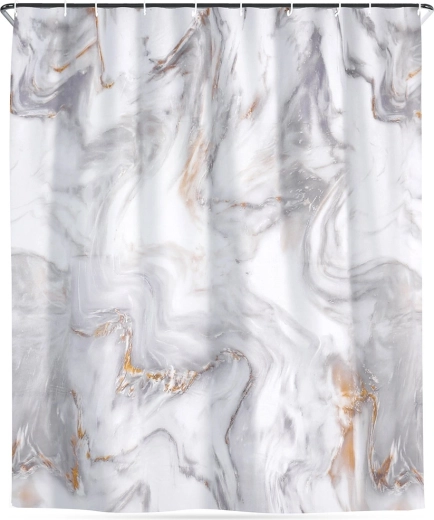 Cortina de ducha impermeable mármol 180 × 180 cm con ganchos