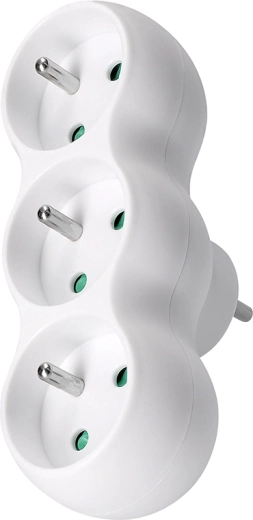 Solight adaptador múltiple con 3 enchufes, blanco
