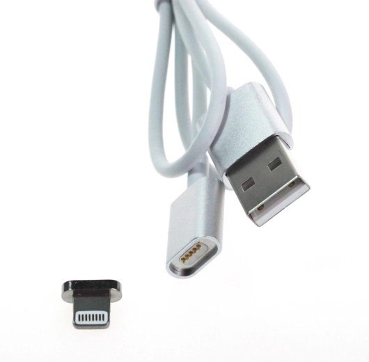 Cable Lightning magnético MyMax, plateado, 1 m