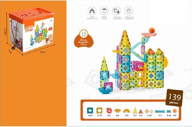 Juego de construcción magnético para niños de 139 piezas