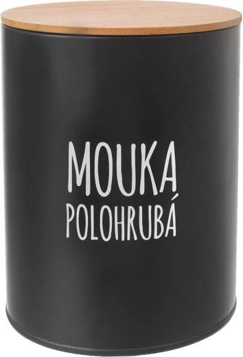 Lata para harina semigruesa con tapa de bambú, negra