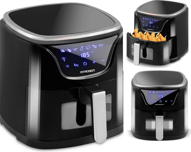 Freidora de aire 5 l BERDSEN BD-652 negro‑plateada