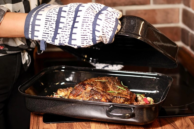 Fondo estriado para un asado jugoso