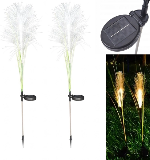 Luces solares de jardín con forma de hierba de la pampa, set de 2 uds., 85 cm