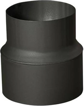 Reducción tubular para conducto de humo 150/130 mm, longitud 160 mm, espesor 1,5 mm, negra