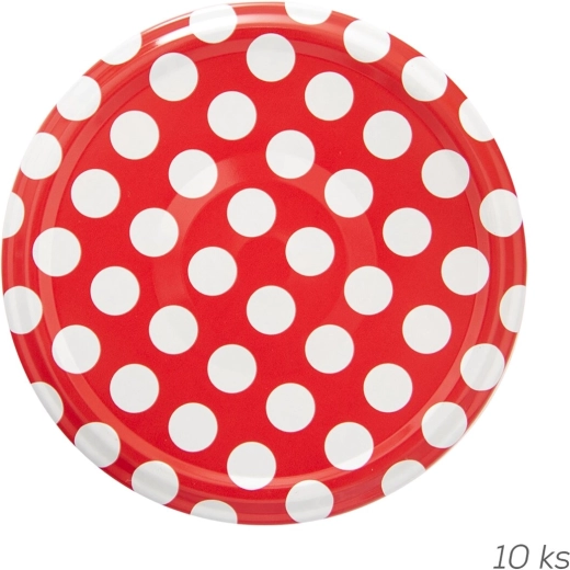 Tapa metálica para conservas 82 mm con motivo de lunares (10 uds)