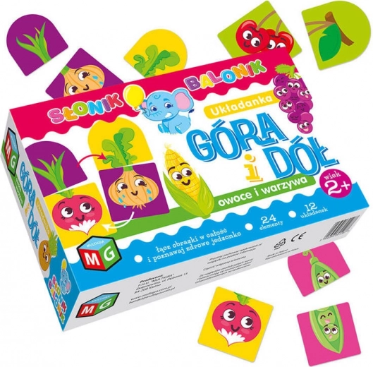 Juego arriba y abajo: fruta y verdura – puzzle para niños