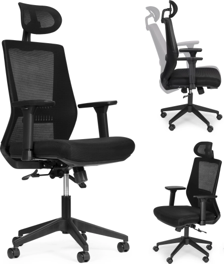Silla de oficina ergonómica giratoria con altura regulable modernhome, negra