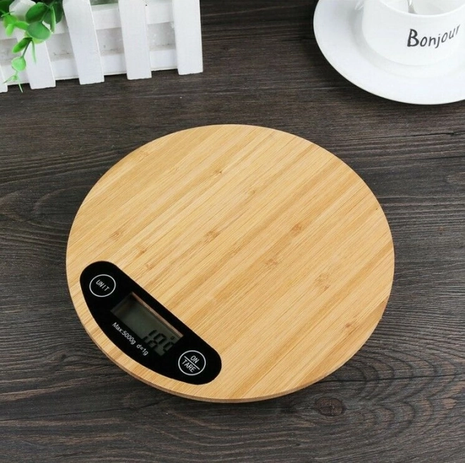 Báscula de cocina electrónica de bambú 5 kg