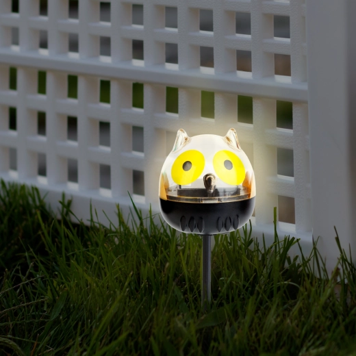 Lámpara LED solar con forma de búho y luz blanca fría - 1 unidad