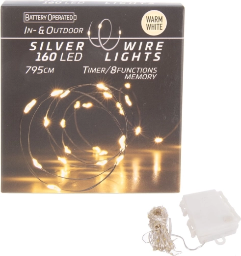 Guirnalda luminosa LED en alambre 160 LED luz amarilla con temporizador (interior y exterior)