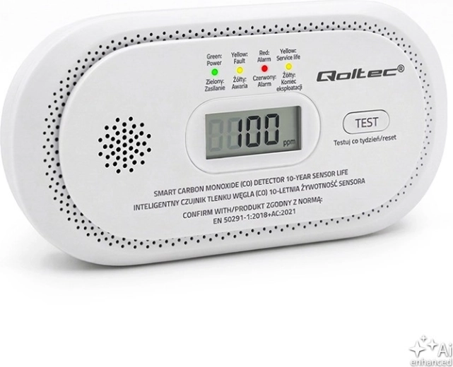 Detector de monóxido de carbono con alarma de 85 dB
