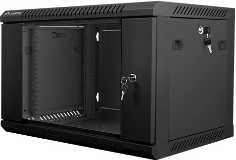 Armario servidor mural 19'' 6U 600x450mm negro con puerta de vidrio