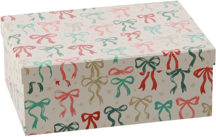 Caja de regalo navideña con lazo 29 × 21 × 11 cm - 1 unidad