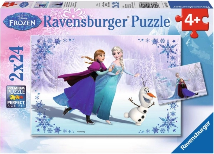 Puzle 2x24 piezas Frozen: Hermanas para siempre