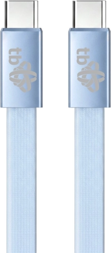 Cable plano de silicona USB-C a USB-C de 1 m, azul claro