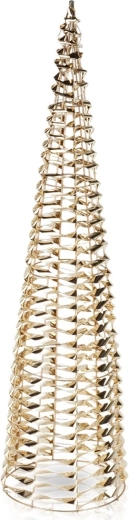 Árbol de Navidad luminoso en forma de cono de 80 cm, dorado, 80 LED