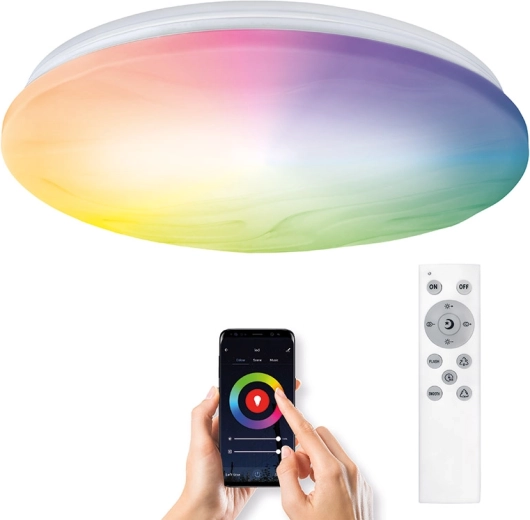 Solight lámpara de techo LED inteligente Wave 30 W (Wi‑Fi, RGB + CCT, control remoto)