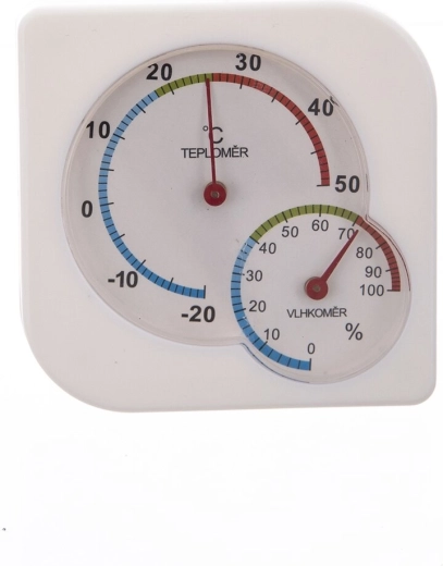 Termómetro y higrómetro analógico para interior 7,5 × 7,5 cm blanco