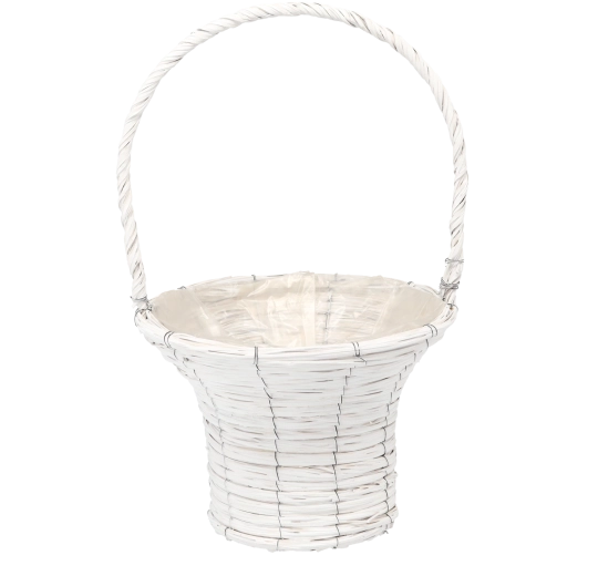 Cesta de mimbre blanca para maceta de 32 × 52 cm