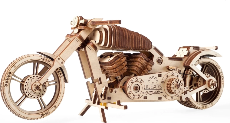 Rompecabezas 3D de madera: moto UGEARS – modelo mecánico sin pegamento