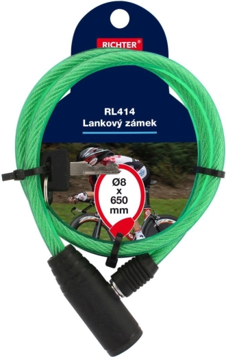 Candado de cable RICHTER 8 × 650 mm, verde