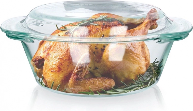 Fuente de vidrio resistente al calor con tapa 1,4 l + 430 ml
