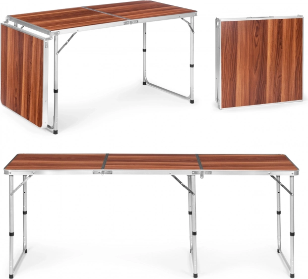 Mesa turística plegable con tablero marrón 180 × 60 cm MULTIGARDEN