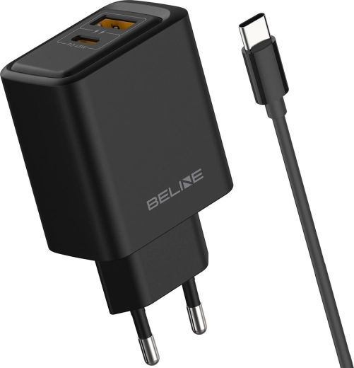 Cargador de red Beline 45 W USB-A/USB-C con cable GaN PD negro