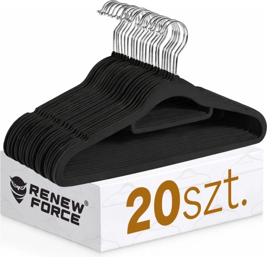 Percha antideslizante para ropa negra - juego de 20 unidades