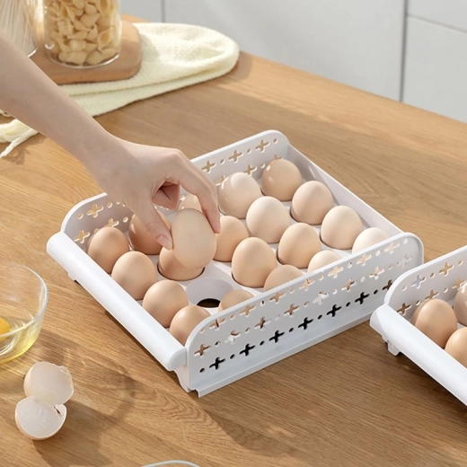 Organizador de huevos con cajón para nevera, 20 uds