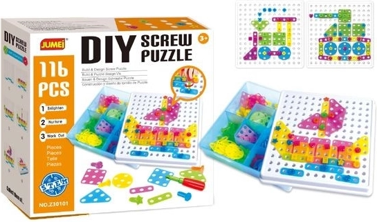 Juego de construcción con atornillado en caja 116 piezas - 1 unidad
