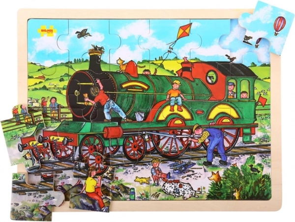 Bigjigs Toys puzzle de madera tren 24 piezas
