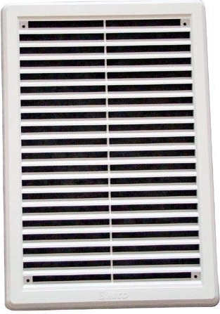 Rejilla de ventilación con malla 175 × 250 mm blanca