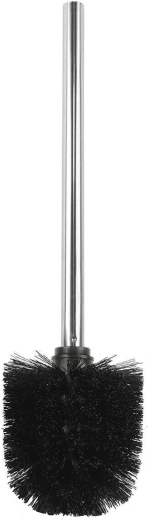 Cepillo para WC con mango de acero inoxidable, negro, diámetro 8 cm