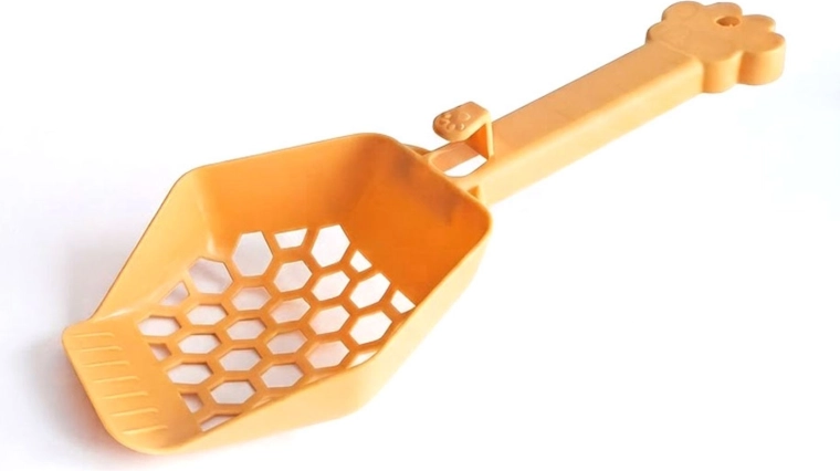 Pala para arena para gatos con mango en forma de huella